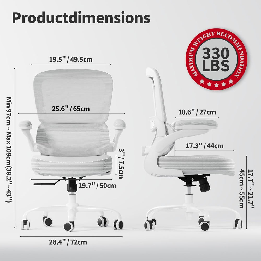 TRALT Ergonomic Office Chair - Desk Chair with Adjustable Lumbar Support Comp...