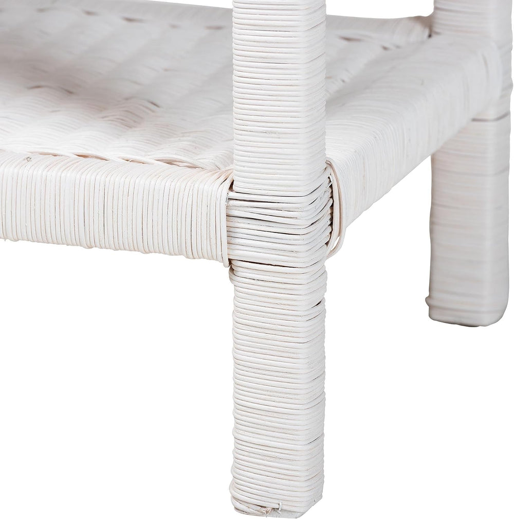 Bali & pari Sumana Natural Rattan Side Table - Handwoven Wicker 2-Tier Ac...