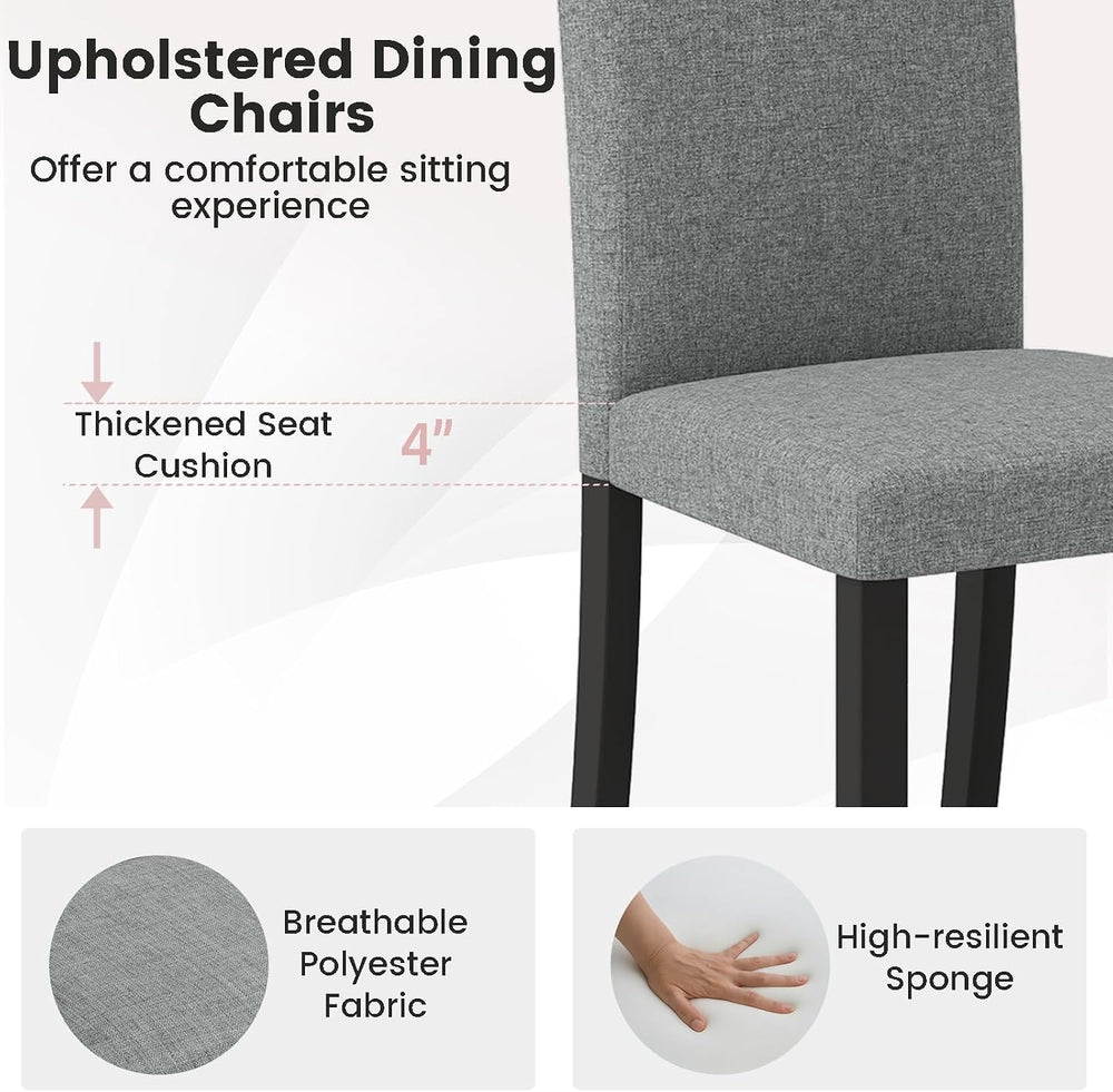 Giantex Upholstered Dining Chairs Set of 4, Mid-Century Modern Fabric Parson ...