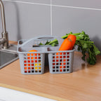 JiatuA Portable Shower Caddy Basket with Compartments Cleaning Supplies Organizer with Handle Plastic Storage Divided Tool Bin for Bathroom, Bedroom, Kitchen, College Dorm, Garden, Under Sink, Grey