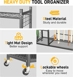 Ultrawall Garden Tool Organizer, Yard Tool Storage Rack for Garage Organization with Lockable Wheels, Garden Tool Stand for Rake, Brooms, Indoor & Outdoor Use