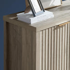 OAKHAM HOME Oxford Storage Cabinet Fluted Sideboard Buffet with Adjustable Shelves, Modern Accent Console Set of 3 (Grey)
