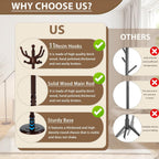 Solid Wooden Coat Rack Stand, Coat Racks Freestanding with 11 Hooks, Natural Birch Wood Coat stands with Triangle Base, Tree Coat Hanger Standing for Entryway Bedroom Office (Antique triangle)