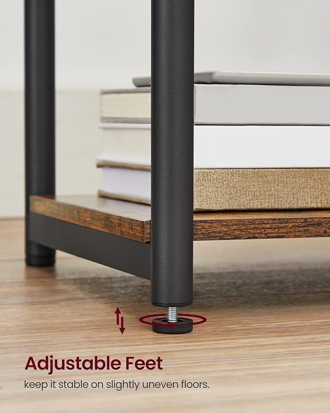 VASAGLE Side Table with Charging Station, 3-Tier End Table with USB Ports and...