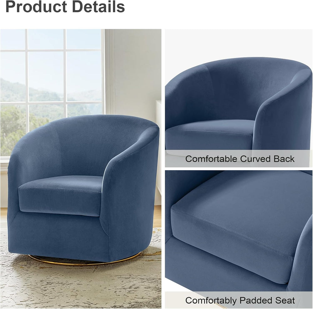 HULALA HOME Swivel Accent Chair with Gold Metal Base, Set of 2 Contemporary V...