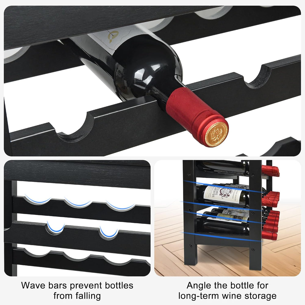 VASMIA 42 Bottles Bamboo Wine Rack,7-Tier Wine Rack Freestanding Floor with T...