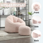 Bean Bag Chairs, Gaint Bean Bag Couch with Memory Foam for Adults and Kids, Microfiber Upholstered Sofa with Ottoman, Comfy Lazy Bean Bag Reading Chair for Living Room