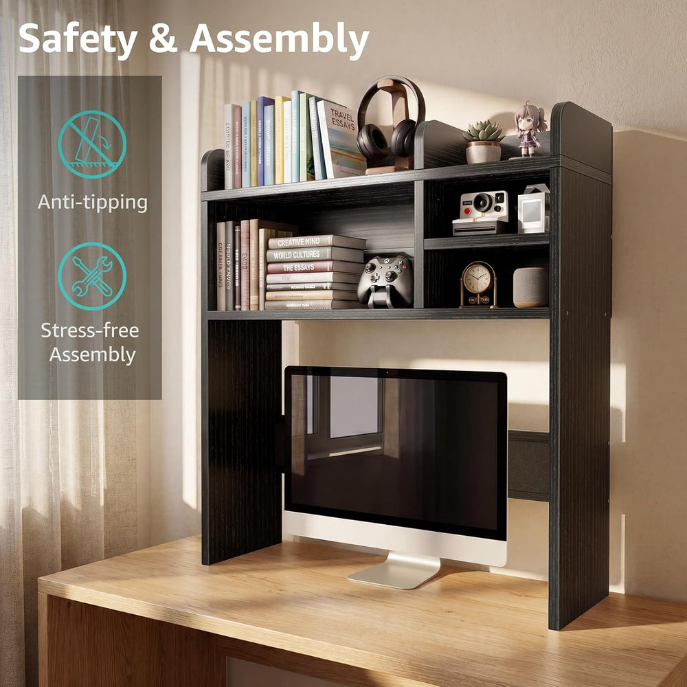 30" Black Desk Hutch Dorm Top Only with Sheves Felt Board for College