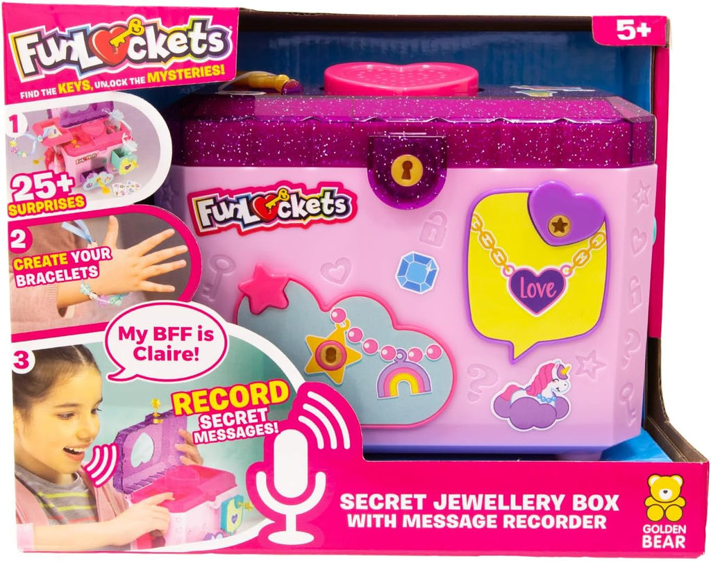 Secret Jewellery Box with Voice Message Recorder, Jewellery Box for girls with secret compartments containing jewellery to make. Gifts for girls age 5+ | Children’s Beauty Accessories with Cute Carry Case & Voice Recorder – Unlock 25+ Surprises, Charm