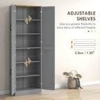 HOMCOM 67" Freestanding Kitchen Pantry 4-Door Cabinet Distressed Gray | Storage Organizer, Adjustable Shelves, Pantry Cabinet with Doors