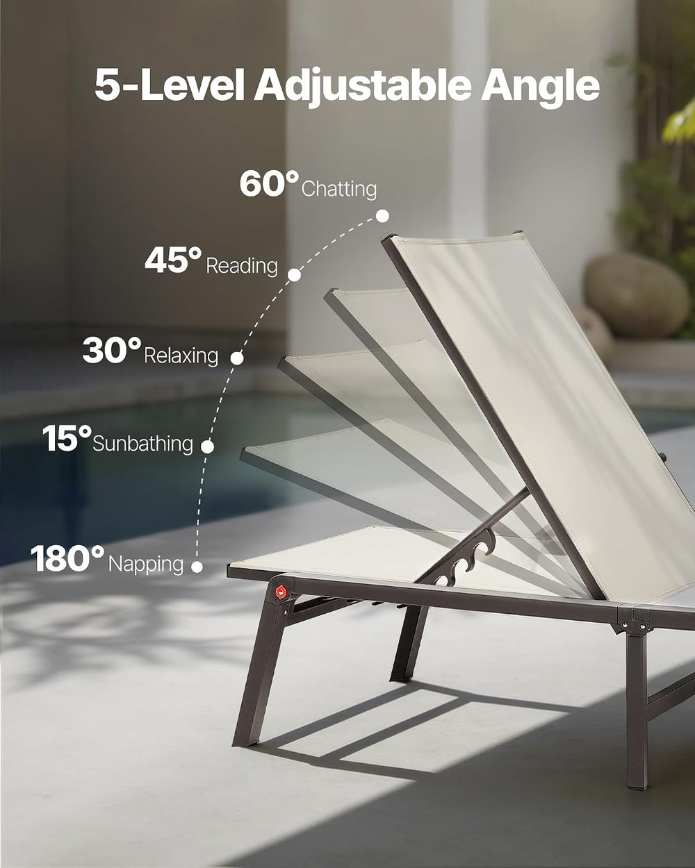 VEVOR Outdoor Chaise Lounge Chair Set of 2, 400 lbs Weight Capacity, Foldable...