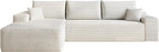 Eafurn Oversized L-Shaped Modular Sectional Sofa with Chaise, Fluffy Corduroy Upholstered Boneless Couch with Deep Seat, Minimalist Flexible Combination for Living Room | Breathable material, Full Foam, Anti-slip