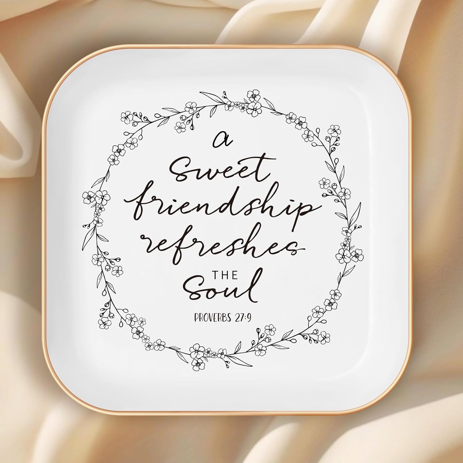 Friendship Gifts for Women, Sisters in Christ Friendship GIF, Jewelry Dish | Friend Gifts For Women, Sweet Friendship – Proverbs 27:9，Bible Verse Jewelry Dish, Christian Gifts – Jewelry Tray Dish