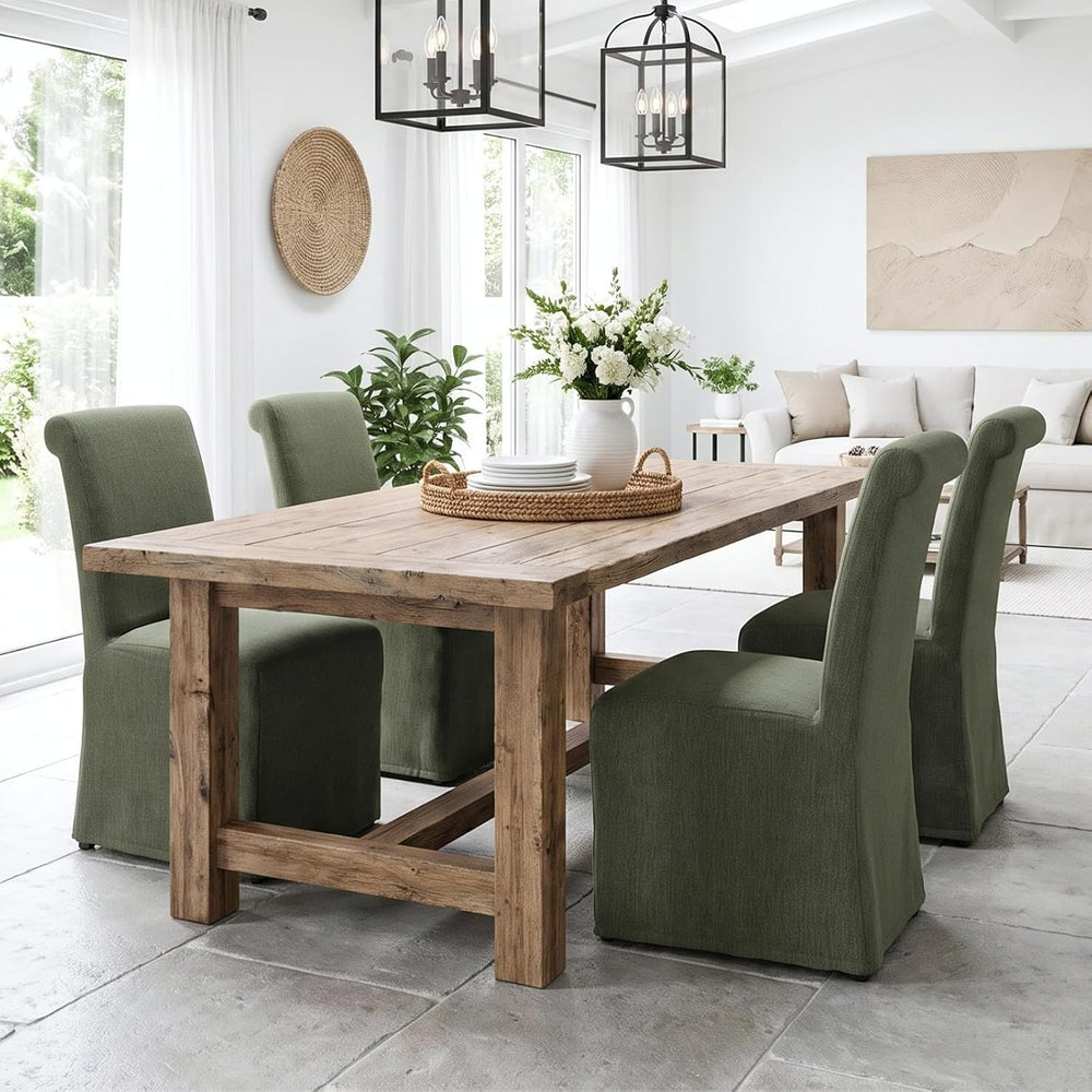 chairus Slipcovered Upholstered Parsons Dining Chairs Set of 2, Green