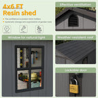 Patiowell 4 x 6 Resin Storage Shed with Floor, Outdoor Plastic Garden Shed with Lockable Door & Window, Easy Assembly Tool Shed for Backyard, Dark Gray