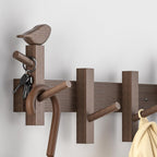 Coat Rack Wall Mount，Solid Acacia Wall Mounted Coat Rack with 4+2 Heavy Duty Wall Hooks for Hanging Coats，Backpacks，Towels，etc. Coat Hooks Wall Mount for Entryway, Bathroom,etc