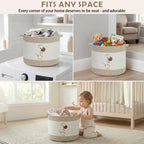Baby Laundry Basket for Nursery, Large 15”x12” Giraffe Storage Baskets | Cotton Rope Kids Hamper Soft Foldable Bin with Cute Embroidered Animal Designs for Home Toys Organize