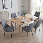 Modern Dining Chairs Set of 6, Faux Leather Upholstered Dining Room Chair Kitchen Chairs Dinner Side Chair with Curved Back and Metal Legs for Kitchen, Dining Room, Living Room, Grey