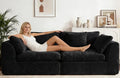 79'' Oversized Cloud Sectional Boneles Loveseat for Living Room, Modern Big Compressed 2 Seater Couch with 2 Throw Pillows, Comfy Chenille Deep Seat Memory Foam Spineless 2 Person Couch, Black | No Assembly Needed, Premium Chenille, Flexible Modular, W...