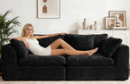 79'' Oversized Cloud Sectional Boneles Loveseat for Living Room, Modern Big Compressed 2 Seater Couch with 2 Throw Pillows, Comfy Chenille Deep Seat Memory Foam Spineless 2 Person Couch, Black | No Assembly Needed, Premium Chenille, Flexible Modular, W...