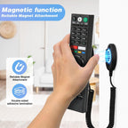 Magnetic Remote Control Holder with Retractable Cord, Anti-Loss Wall Mount Adhesive for TV, Couch, Bedside Table, Strong Spring Rope Organizer for Small Items, 2-Pack Black