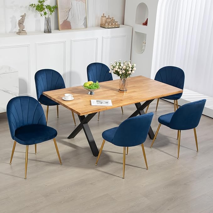Velvet Dining Chairs Set of 4, Upholstered Mid Century Modern Dining Chairs, ...