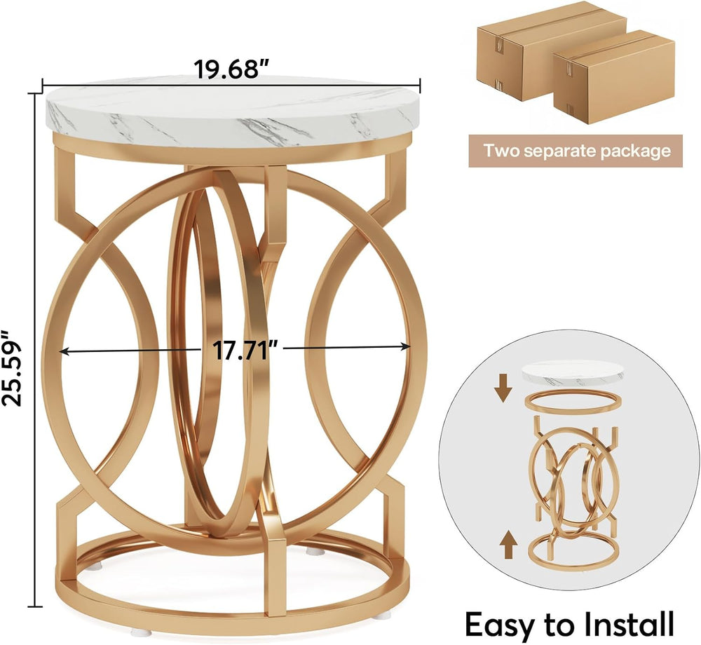 Tribesigns Modern Round End Table Set of 2 with Thickened Tabletop