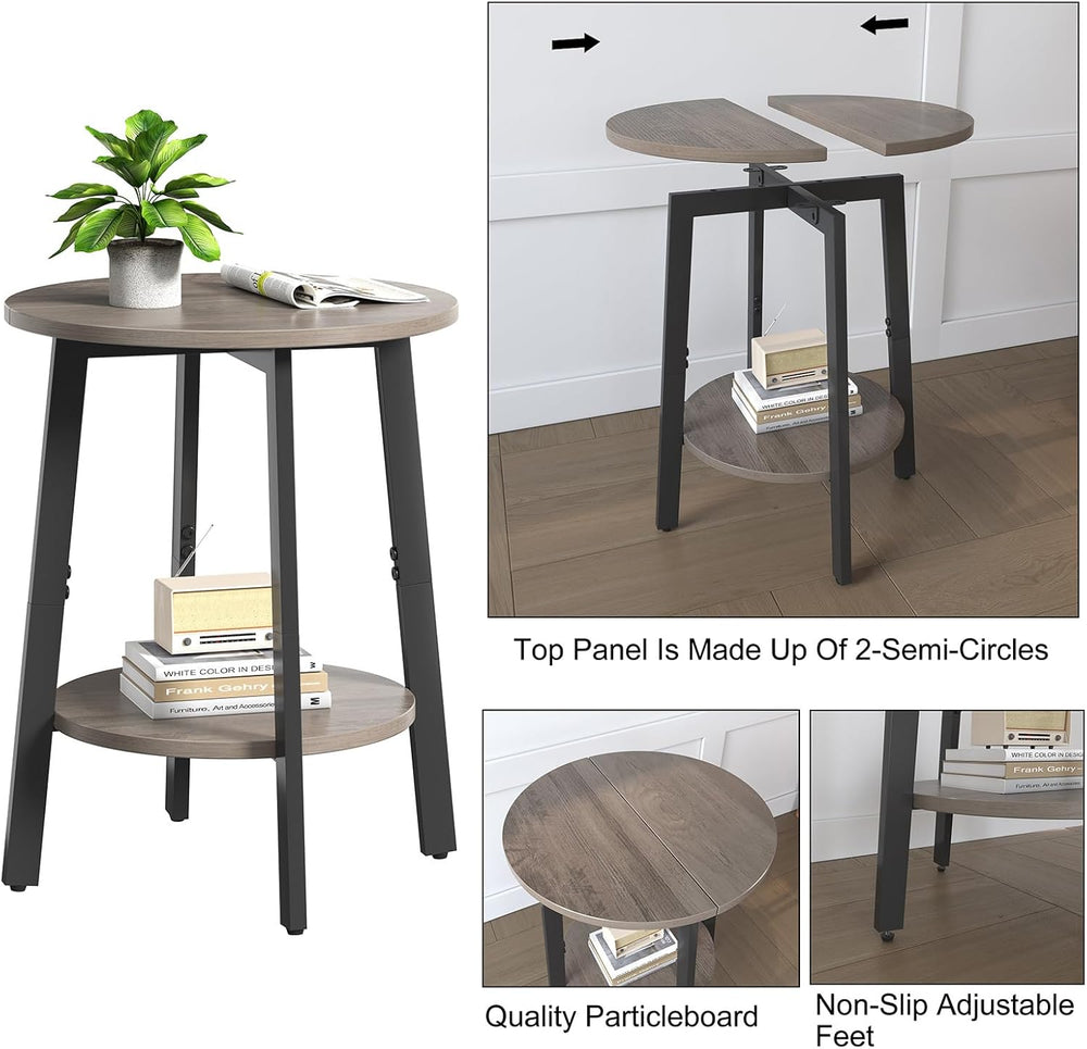sthmec Side Table Set of 2, Small Round End Table with Storage Shelf for Smal...