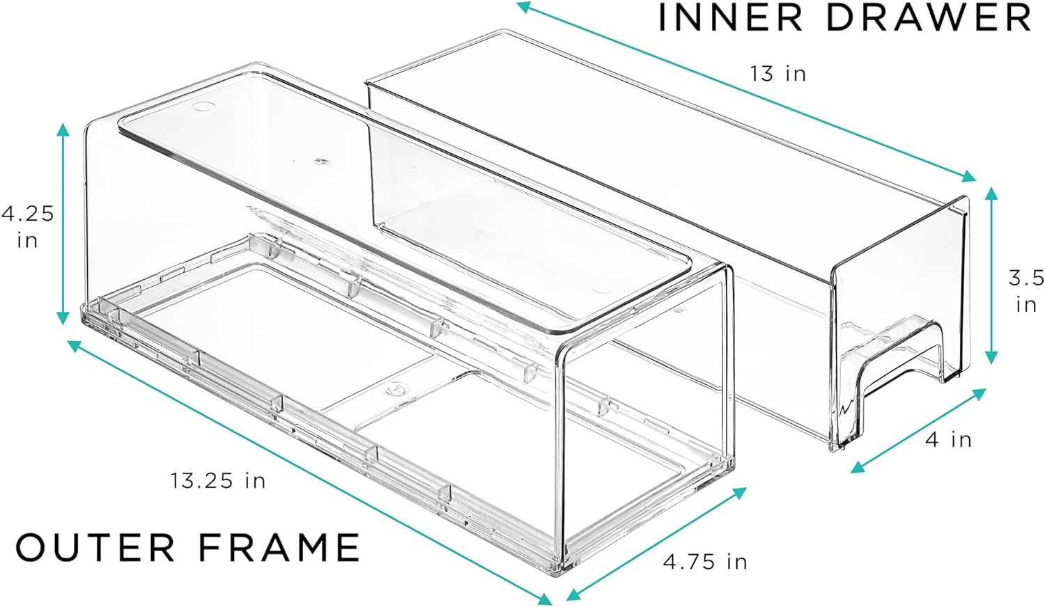 Sorbus Small Clear Stackable Storage Drawers – 4-Pack Plastic Organizer Bins with Handles – Stackable Pull-Out Storage Drawers for Closet, Pantry, Office, Bathroom, Craft, and Toy Organization