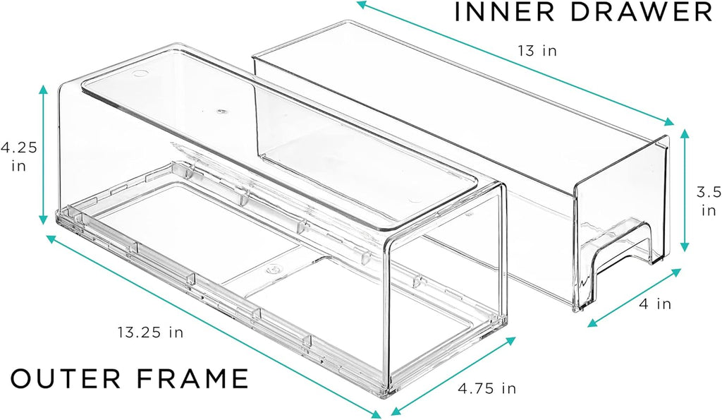 Sorbus Small Clear Stackable Storage Drawers – 2-Pack Plastic Organizer Bins with Handles – Stackable Pull-Out Storage Drawers for Closet, Pantry, Office, Bathroom, Craft, and Toy Organization
