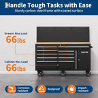 Garvee 60 in Rolling Tool Chest, 10 Drawers Mobile Garage Tool Cabinet | Heavy Duty 1750 LBS Load Workbench with Pegboard & Charging Station for Workshop, Black