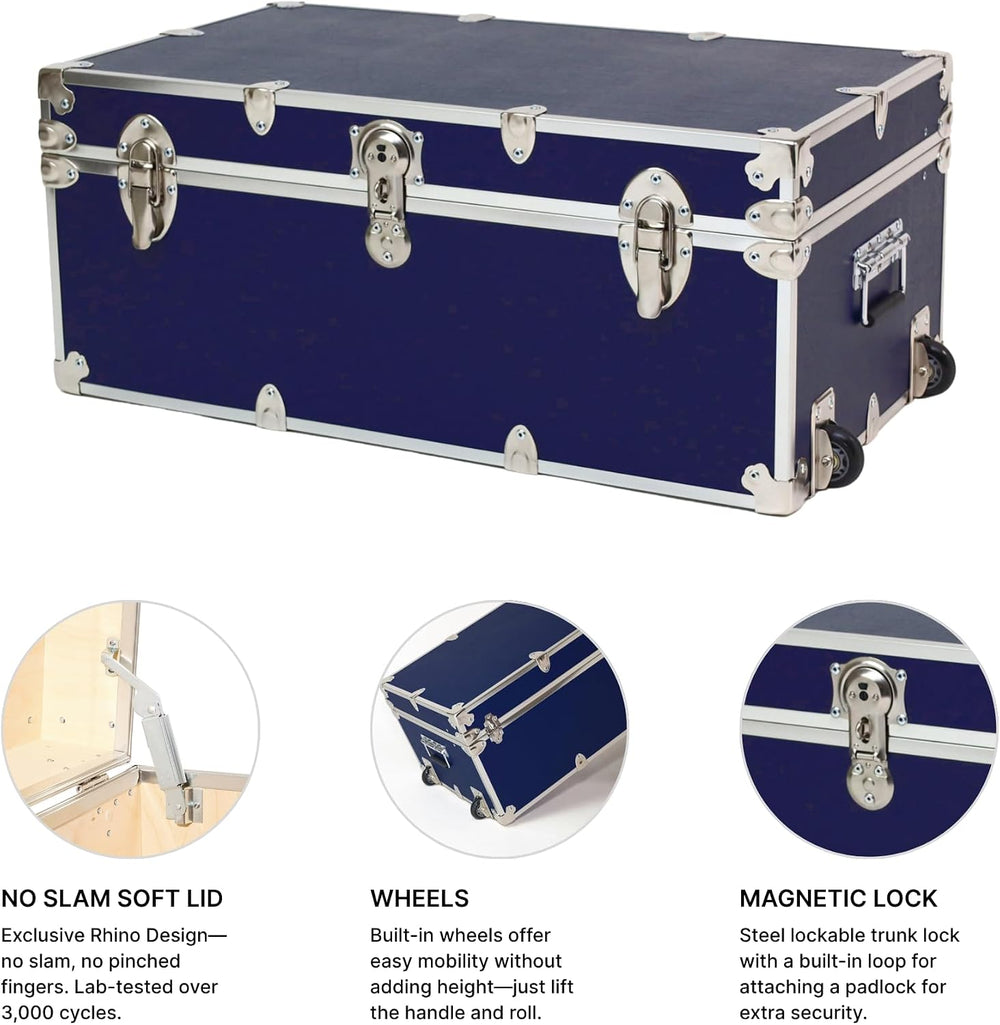 Rhino Small Essential Trunk with Wheels, Camp Footlocker, Dorm Storage | 30&q...