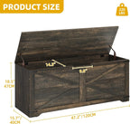 DWVO Wooden Storage Bench, Farmhouse Storage Chest with Safety Hinges, Entryway Shoe Organizer, Multi-Use Storage for Living Room/Bedroom, 47.2" L, Dark Rustic Oak | 2 slow-close safety hinges, large hidden storage, multi-use for entryway bedroom living