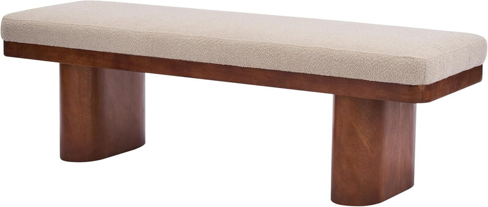 Christopher Knight Home 55" Chenille Upholstered Bench with Solid Rubber...