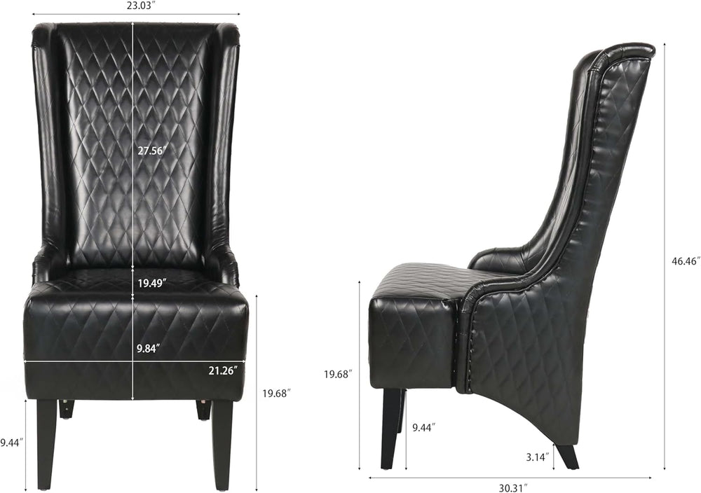 Henf High Back Dining Chair Set of 2, Upholstered Wing Back Dining Chairs Kin...