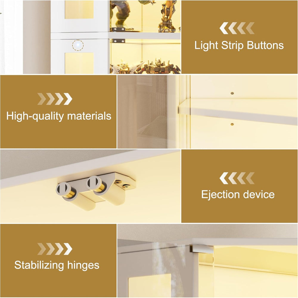 PAKASEPT Corner Display Curio Cabinet with Glass Doors, Glass Display Case wi...