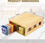 Tea Bag Organizer, Bamboo and Acrylic Drawer Tea Bag Holder Wood Teas Bags Storage for Drawers with 2 Roomy Compartments for Kitchen Living Room