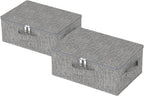 Blanket Bags with Lid, Foldable Underbed Storage Bins, Home Basket Container for Organizing Clothes, Shoes, Pillows, 14.9x10.2x5.9Inches, Grey, 2 Pack