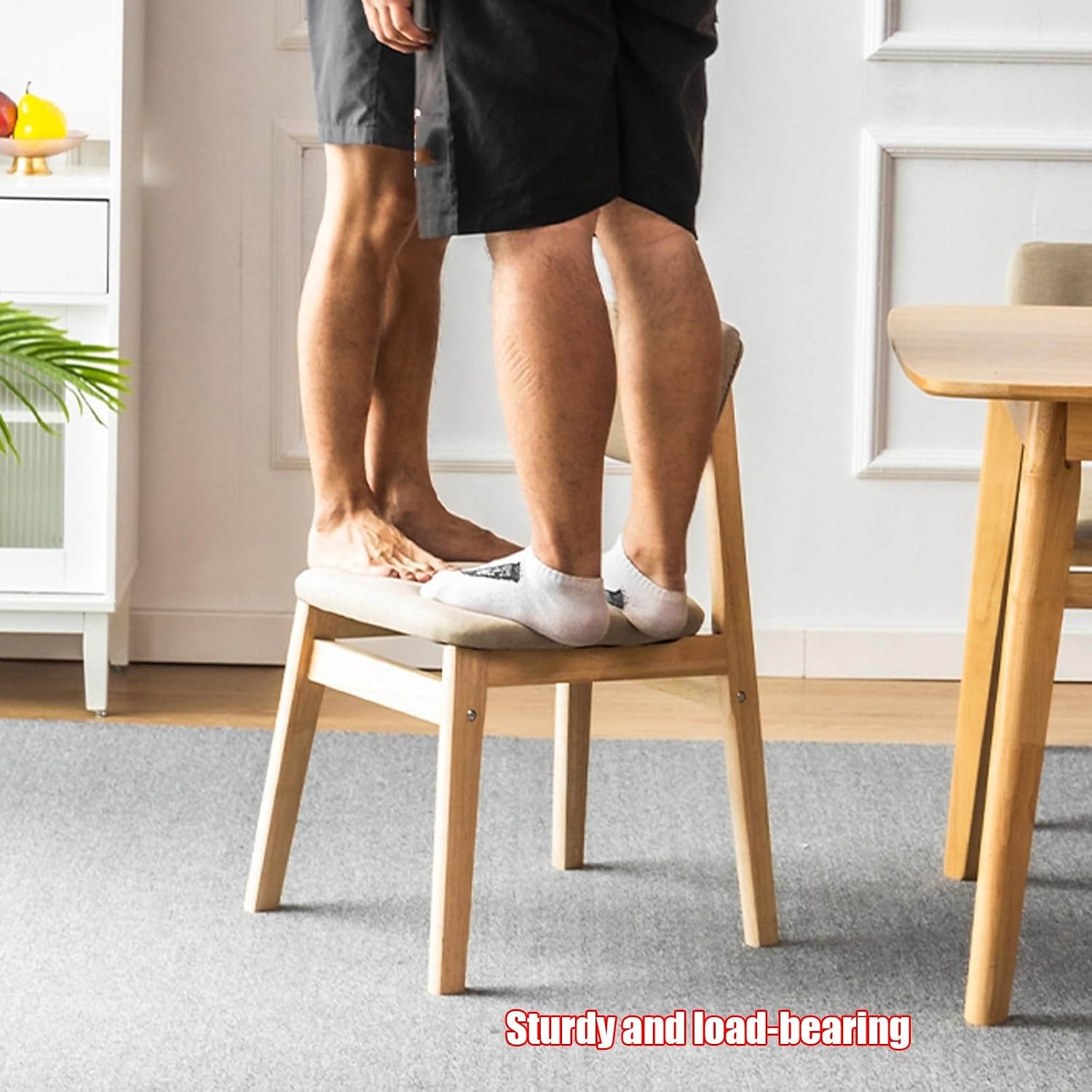 Waiting Room Chair, Dining Room Chairs, Household Stools, Comfortable Upholstered, Wood Legs, for Lobby, Training, Meeting, Home Office(Light Grey)