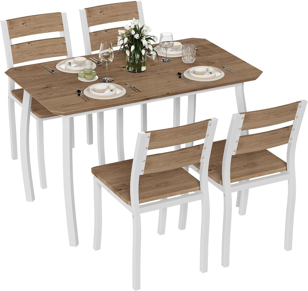 IDEALHOUSE Dining Table Set for 4 Modern Kitchen Table and Chairs Set with Ch...