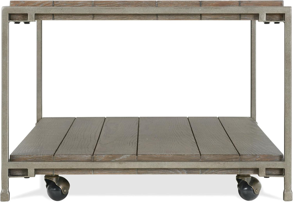3-Piece Metal Frame Wood Coffee Table Set with Chairside Tables | Aged graphi...