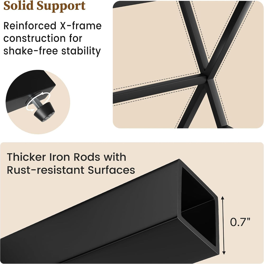 Bar Stools Set of 2, 26" Leather Counter Height Bar Stools, Black