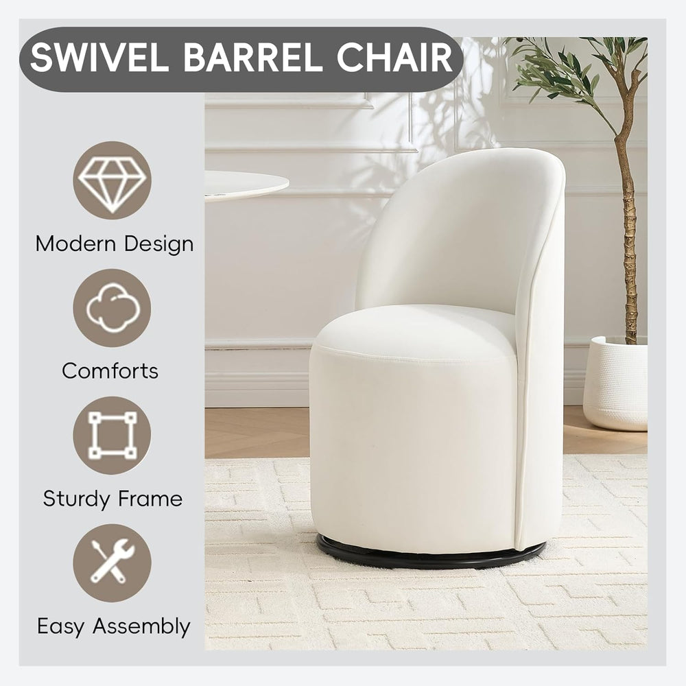 360 Degree Swivel Barrel Chair, Mid Century Modern Round Velvet Dining Chair ...