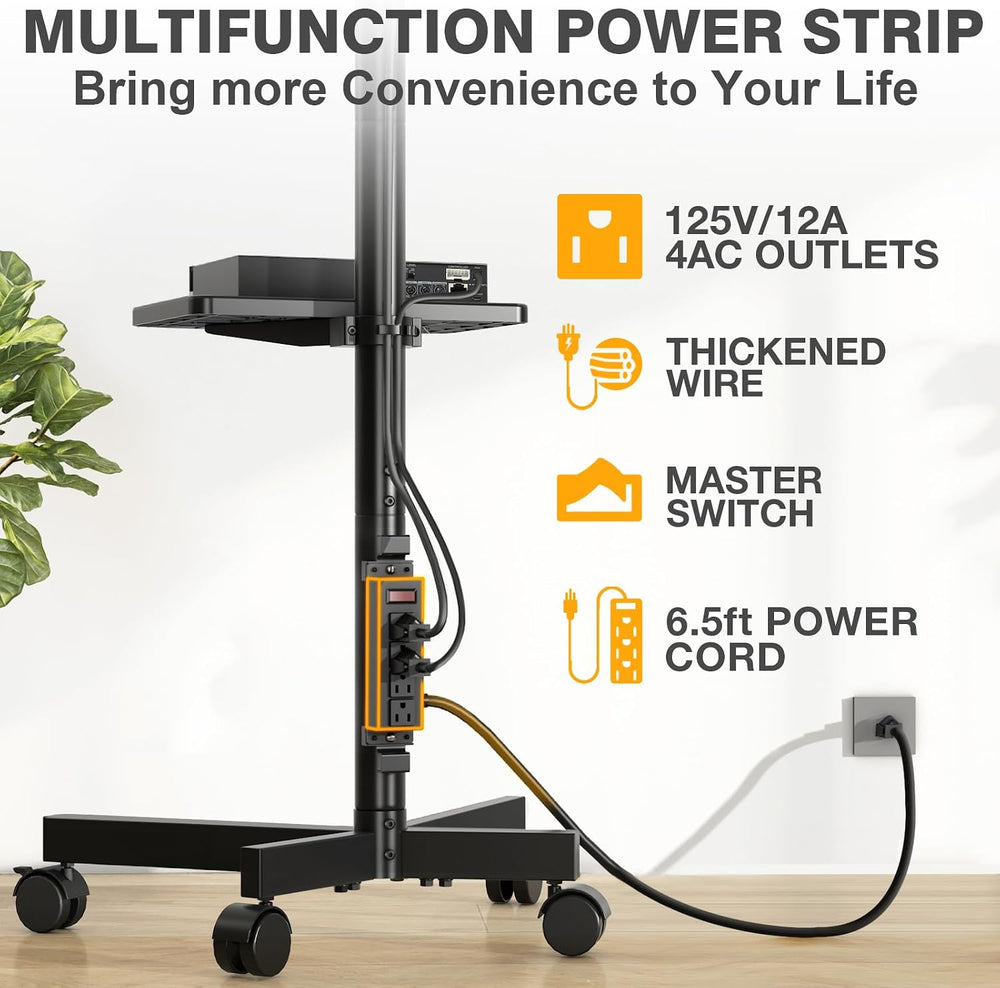 TVON Mobile TV Stand with Power Outlet for 23-65 Inch TVs up to 88 lbs | Tilt...