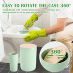 iMucci 9Pcs Pastel Green Bathroom Accessories Set - with Trash Can,Toilet Brush,Toothbrush Holder, Lotion Soap Dispenser, Soap Dish,Toothbrush Cup,Qtip Holder (Bamboo Cover)