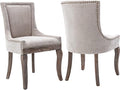 Dining Chairs Set of 2, Kitchen & Dining Room Chairs, Fabric Upholstered Dinning Chairs, Nailhead Trim, Wood Legs, Sillas de Comedor(Beige, 2 Pcs)