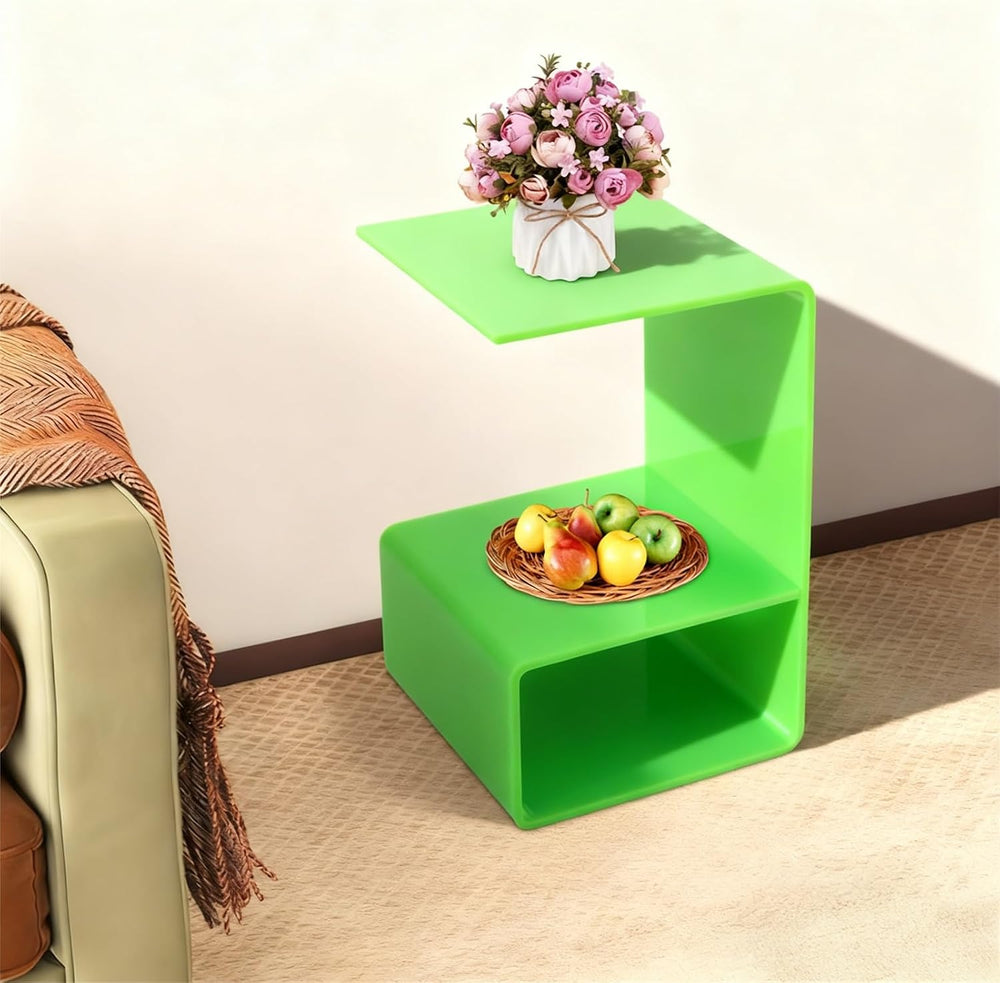 Acrylic Side Table 3-Tier, Modern End Table for Small Spaces with 22 lbs Shel...