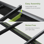 Feonase Floating Bed Frame Queen Size with Led Lights and Charging Station, Wood Queen Bed Frame with Storage Headboard, Heavy Duty Metal Slats, No Box Spring Needed, Easy Assembly, Black