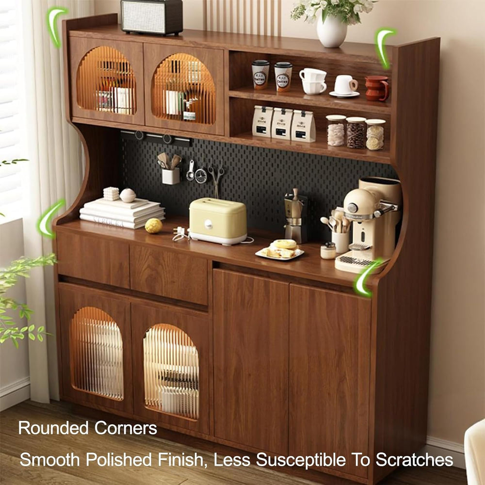 Kitchen Pantry Cabinet with Storage Drawers, Tall Food Pantry Funiture, Sideb...