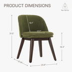 Wooden Dining Chairs Set of 2, Fabric Upholstered Modern Dining Room Chairs with Double-Layer Thick Seat Cushion & Ergonomic Backrest for Restaurant, Kitchen and Café, Green
